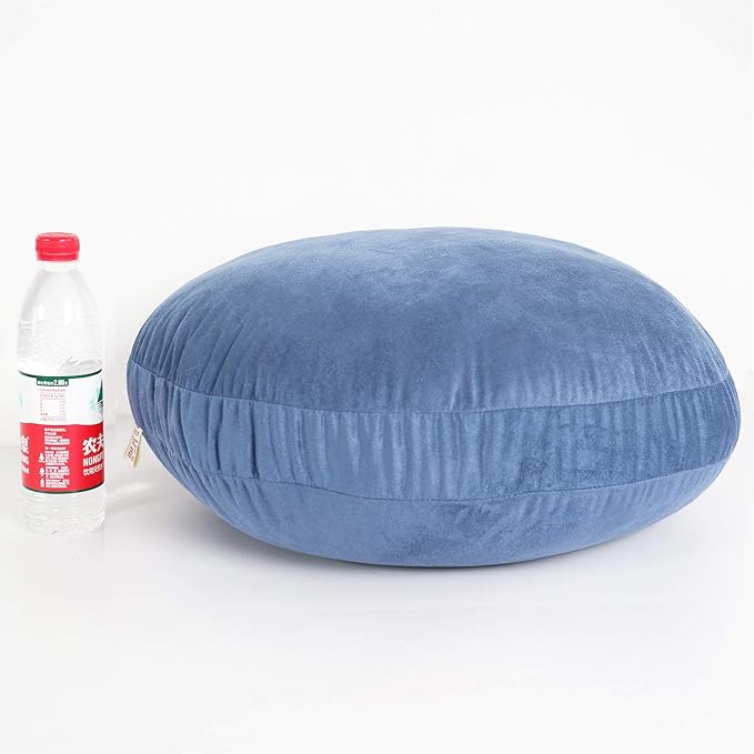 Round Throw Pillow 18x18 for Kids 100% Polyester Filling Super Soft Cushion Ultra Fluffy Down-like Touch Decor Round Floor Pillow for Couch Bed Sofa, Navy Blue, 1 Piece