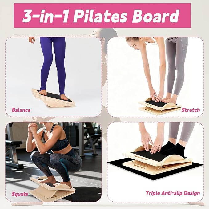 5-in-1 Pilates Board, Foldable Pilates Reformer Equipment – Multi-Purpose Portable Home Workout Kit for Full-Body Workout, Fitness, Exercise, Abs, Core Equipment