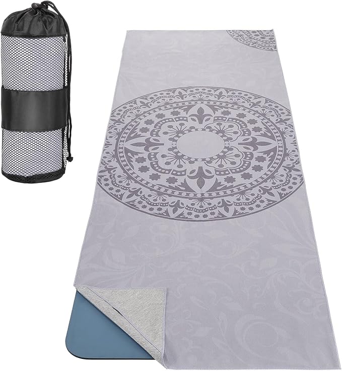 MoKo Yoga Towel, Non Slip Hot Yoga Blanket Printing Pattern Quick Dry with Corner Pocket for Bikram, Pilates, Gym Workout, Outdoor Picnic