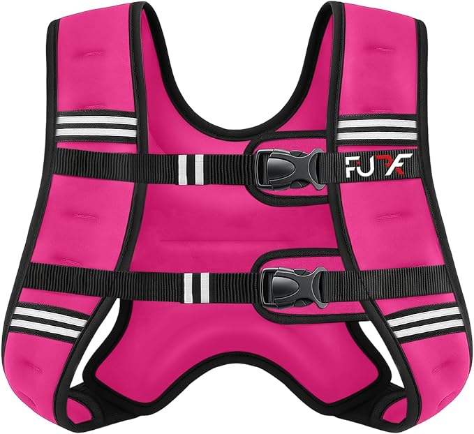 FUFF Weighted Vest Woman, 5/10/12/15/20/25/30 LB Womens Weight Vest for Walking, Strength Training Weight Vests for Female Men, Reflective Stripe Fitness Body Vest for Workout Running Jogging