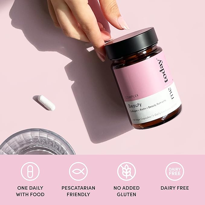 me today Beauty Supplement Hair, Skin and Nails, Vitamins for Women and Men – with Biotin, Collagen, Vitamin C, and Zinc for Stronger Hair, Glowing Skin & Healthy Nails,60 Servings