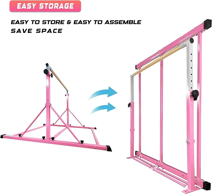 Gymnastic Bar for Kid and Teenage Ages 3-25, 5 FT / 6 FT Base Length, 5 FT / 6 FT Height, Gymnastic Kip Bar Horizontal Bar for Gymnast, Gymnastic Training Equipment for Home and Club Use