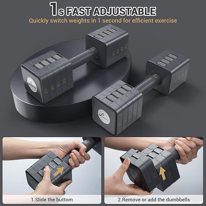 Adjustable Dumbbells Hand Weights Set: Sportneer 5 in 1 Weight Adjustment 10 LB Dumbbells Set of 2 Free Weights Fast Adjust Dumbbell Weight Set for Women Men Home Gym Exercise Workout Strength