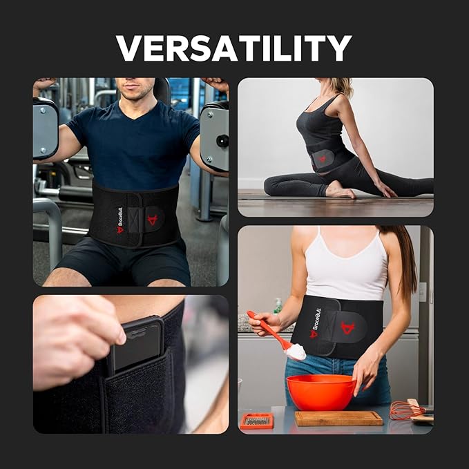 Waist Trimmer for Women and Men, Adjustable Sweat Band for High-Intensity Training & Workouts Black