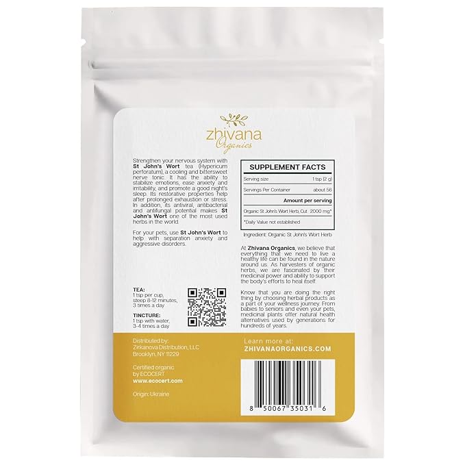 Organic St Johns Wort Herb (4 oz.) – 100% Pure Dried Saint John’s Wort Tea – Te de Hierba de San Juan Organica