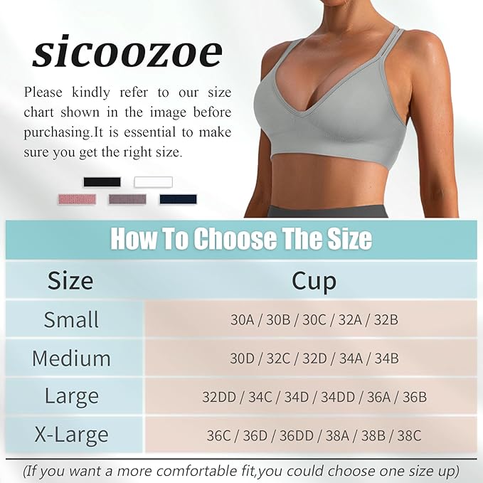 Sports Bra for Women V-Neck Strappy Criss Cross Yoga Bra Padded Medium Support Workout Gym Athletic Fitness Bras 3 Pack