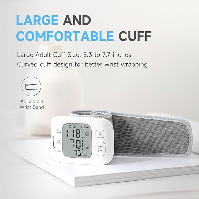 yuwell Wrist Blood Pressure Monitor | Clinical Accuracy, BP Machine for Home Use | Ultra Light Weight, Smart Inflation Blood Pressure Cuff, Large Display, 74 Readings, Rechargeable