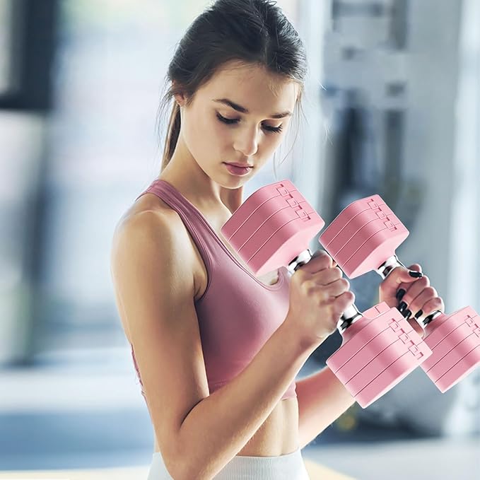 20LB Adjustable Dumbbell Set, 10lb Dumbbells Set of 2, 5 in 1 Free Weights Set, Each 4lb 6lb 8lb 10lb for Women & Men for Home Gym Exercise Workout Strength Training Equipments