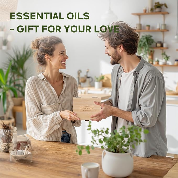 Essential Oils for Diffusers for Home โ 20-Pack Essential Oil Set for Sleep & Refreshing Scents โ Premium Aromatherapy Diffuser Oils Scents for Home in Wooden Gift Box, Best Gift for Any Occasion