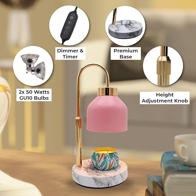 Adjustable Electric Candle Warmer Lamp with Timer - Safe & Dimmable Fragrance Diffuser for Wax Melting and Jar Candles - Modern Home Decor and Gift Ideas