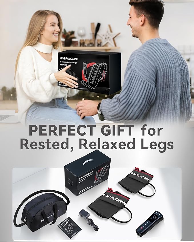KingPavonini Leg Compression Massager for Circulation, Compression Boots with 6 Modes & 3 Intensities, Full Leg Massager for Circulation and Pain Relief, Recovery Boots Gifts for Men Women