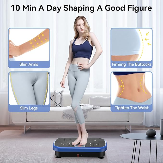 Vibration Plate Exercise Machine Weight Loss, Whole Body Vibration Plate for Lymphatic Drainage, 180 Adjustable Speeds Vibrating Plate 330 Lbs Capacity Fitness Platform for Women Men
