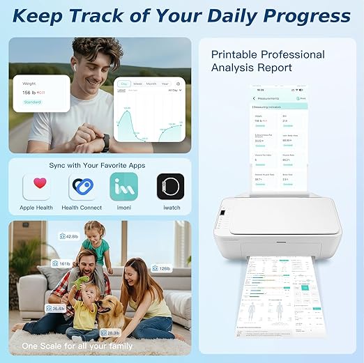 Smart Scale for Body Weight, 8 Electrodes Digital Bathroom Scale with BMI, Body fat, Muscle Mass, 27 Body Composition Measurement, Bathroom Smart Scales with Larger Platform, LCD Screen, 400lbs