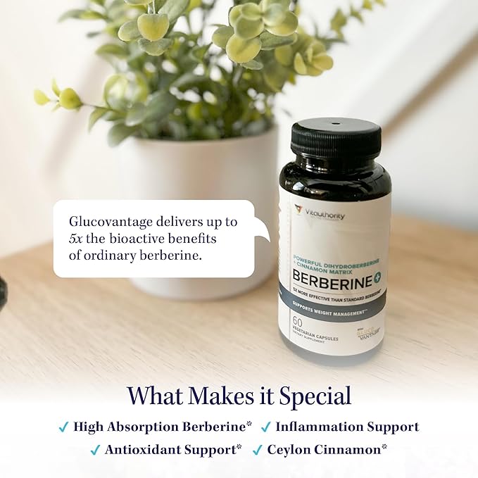 Berberine Supplement Ceylon Cinnamon Supplements Capsules | High Absorption Dihydroberberine, Cinnamon for Balance and Support | Vegan & Gluten Free Powerful AMPk Activator & Antioxidant | 30 Servings