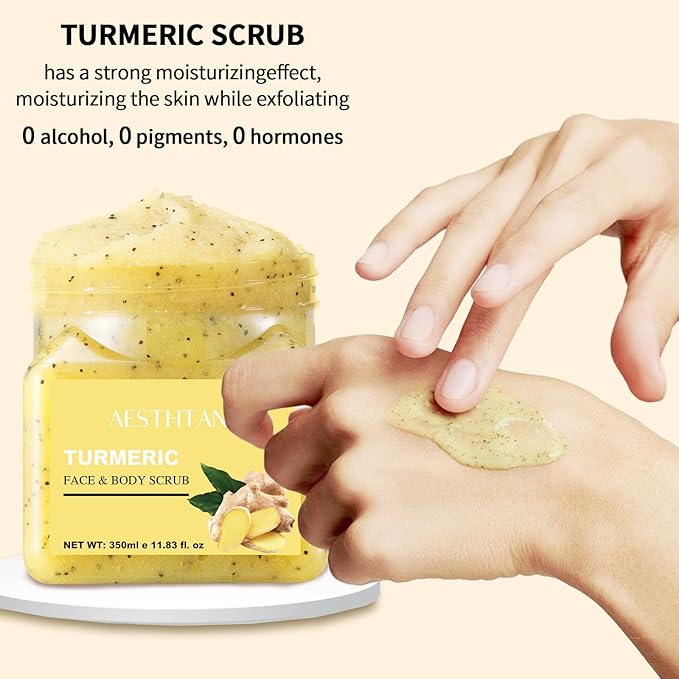 O'KADY Turmeric Body Scrub Moisturizing and Exfoliating Body, Face, Hand, Foot Scrub,Deep Cleansing 350ml
