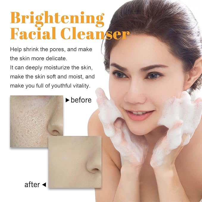Turmeric Face Wash with Brush, Turmeric Foaming Face Cleanser, Deep Cleansing Exfoliating Moisturizing for Women, All Skin (1,Face wash)
