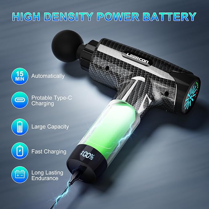 Massage Gun,Deep Tissue Massage Gun for Athletes for Pain Relief, Electric Muscle Percussion Massager with 12 Speed Levels 8 Heads