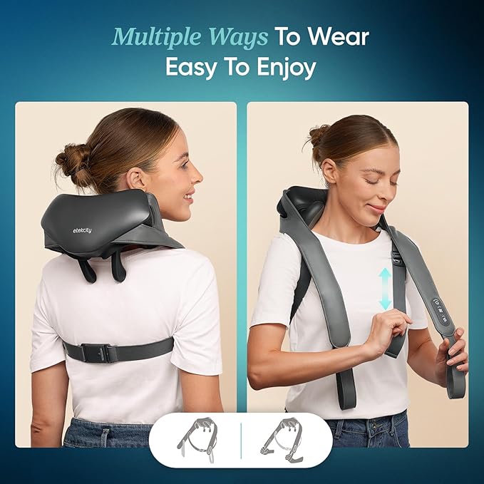 Etekcity Cordless Neck Massager for Pain Relief Deep Tissue, Shiatsu Shoulder Massager with Heat, Massage Tools for Back, Trapezius, Lymphatic Drainage, Relaxation Gift for Him & Her, Women, Men,Cadeo