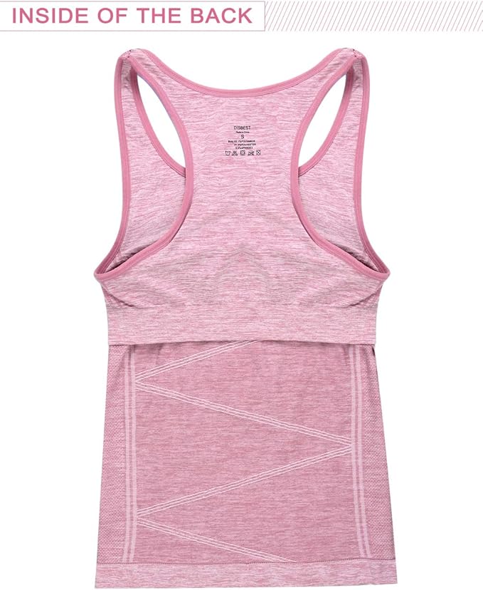 Disbest Yoga Tank Top, Women's Performance Stretchy Quick Dry Sports Workout Running Top Vest with Removable Pads