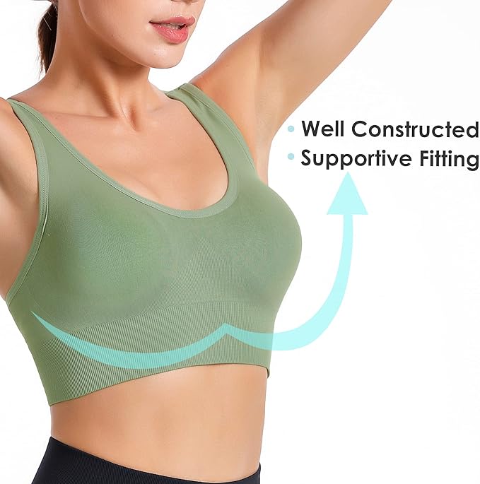 Evercute Sports Bra for Women Padded Medium Support Criss Cross Strappy Bras Seamless High Impact Yoga Exercise Athletic Bras