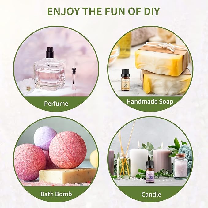 Sedbuwza Lavender Chamomile Essential Oil Set, Lavender Fragrance Oil Chamomile Scent Oil Set for Diffuser, Aromatherapy, Massage, Soap, Candle Making 2 x 10 ml