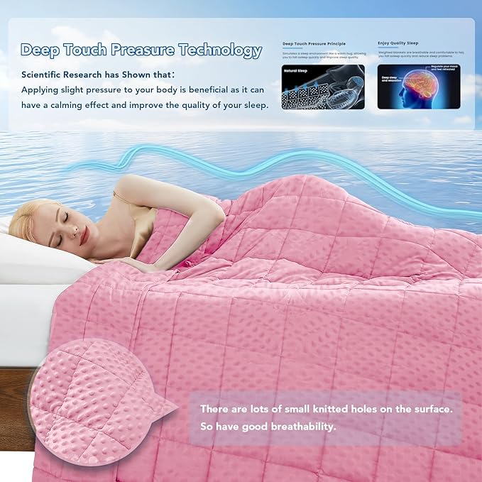 Topcee Weighted Blanket King Size (20lbs 80"x87"), Minky Dots Heavy Blanket for Woman, Man Sleeping, Soft, Cozy and Cooling Weighted Throw Blankets, Machine Washable, Pink
