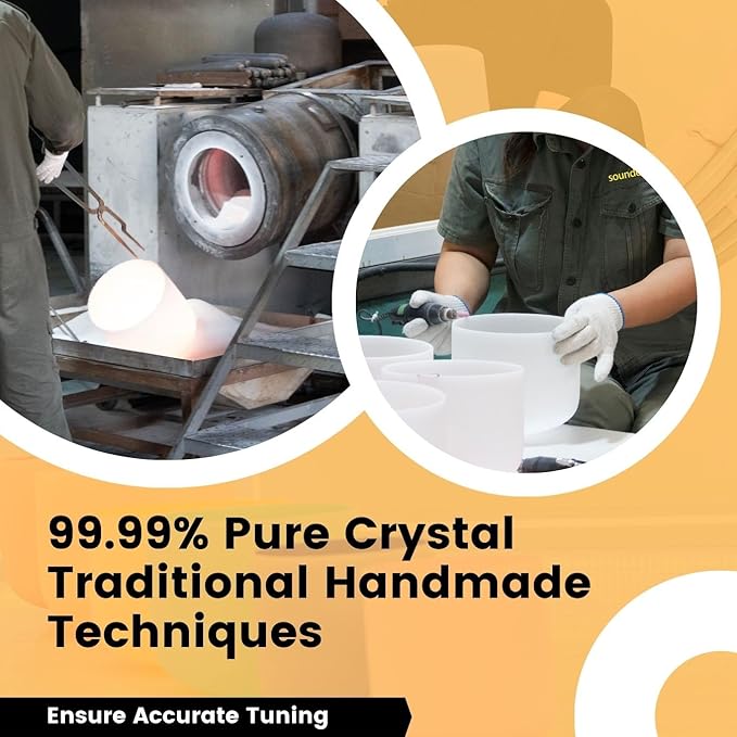 6-12inch 432hz Quartz Crystal Singing Bowls Set of 7, for Healing Mindfulness Meditation Yoga Sound Baths