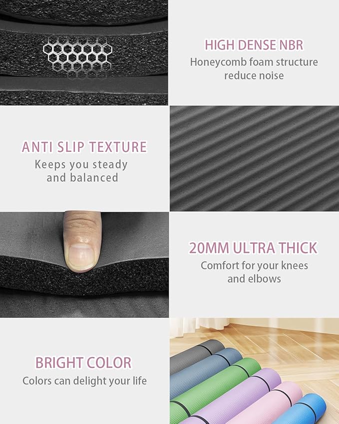 Large Yoga Mat 78"x 51" 20mm/15mm/10mm Thick Workout Mats for Home Gym, Extra Wide Workout for Women Men Gym Flooring Exercises