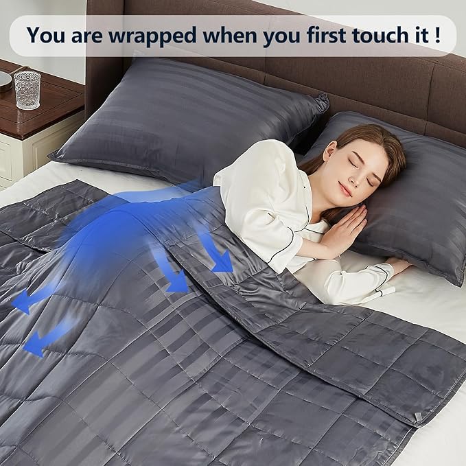 Weighted Blanket Queen/King Size (80"x87" 20lbs),Ultra Soft and Cozy Cooling Weighted Blanket for Adult,Heavy Blanket with Machine Washable Soft Blanket, Stripe Grey