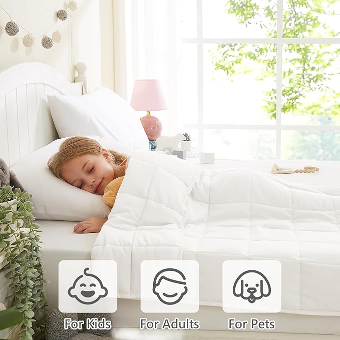 L'AGRATY Weighted Blanket - 36"x48" 5lbs Cooling Breathable Heavy Blankets Microfiber Material with Glass Beads for Adult All-Season Summer Fall Winter Soft Thick Comfort