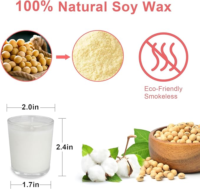 48 Pack White Unscented Clear Glass Filled Votive Candles. Hand Poured Wax Candle Ideal Gifts for Spa Weddings Birthdays Holidays Party