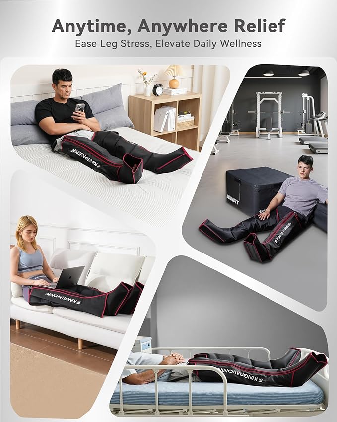 KingPavonini Leg Compression Massager for Circulation, Compression Boots with 6 Modes & 3 Intensities, Full Leg Massager for Circulation and Pain Relief, Recovery Boots Gifts for Men Women