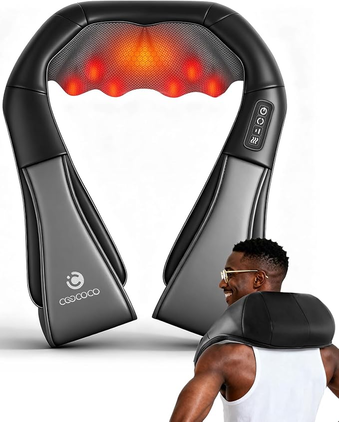 CooCoCo Shiatsu Neck and Back Massager, 2025 Christmas Gifts for Him Her, 8 Massage Nodes 3D Neck & Shoulder Massager for Deep Tissue for Office Home Car Use, Christian Gifts for Women Men Mom Dad