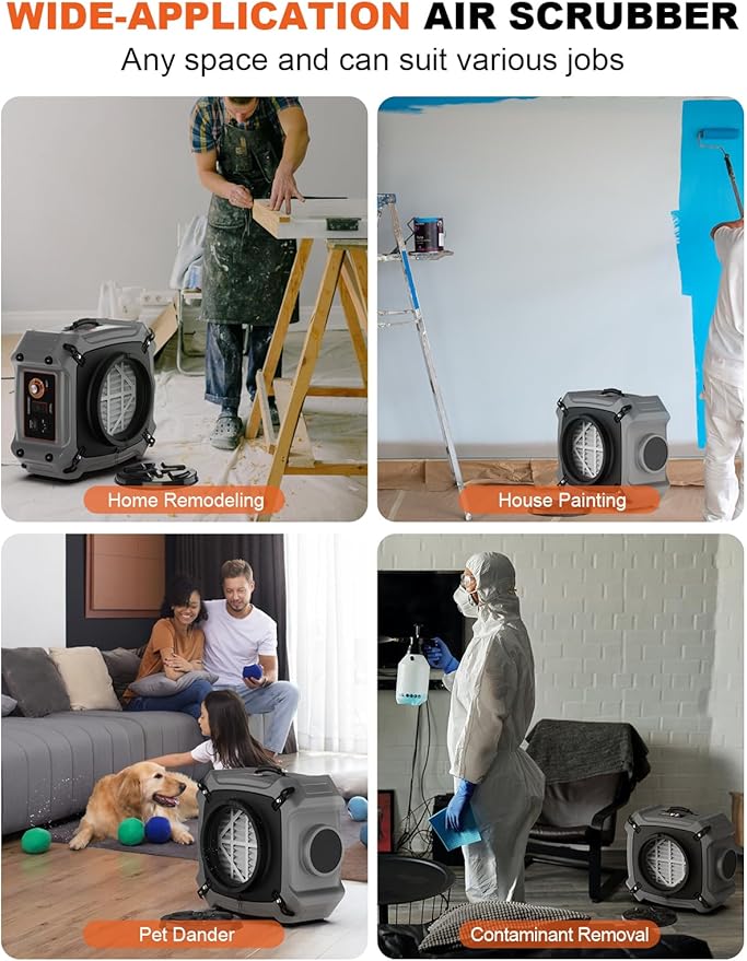 Abestorm 750 CFM Air Scrubber with UV-C Light 4 Stage Filtration System, HEPA/Activated Carbon Filter, MERV-10 Pre-Filter, Industrial Commercial Negative Air Machine Cleaner, V1