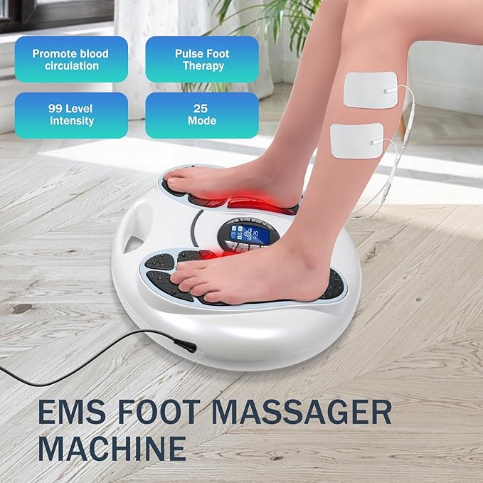EMS Foot Massager for Neuropathy, Circulation Stimulator - 25 Modes, 99 Intensities, FSA/HSA Approved