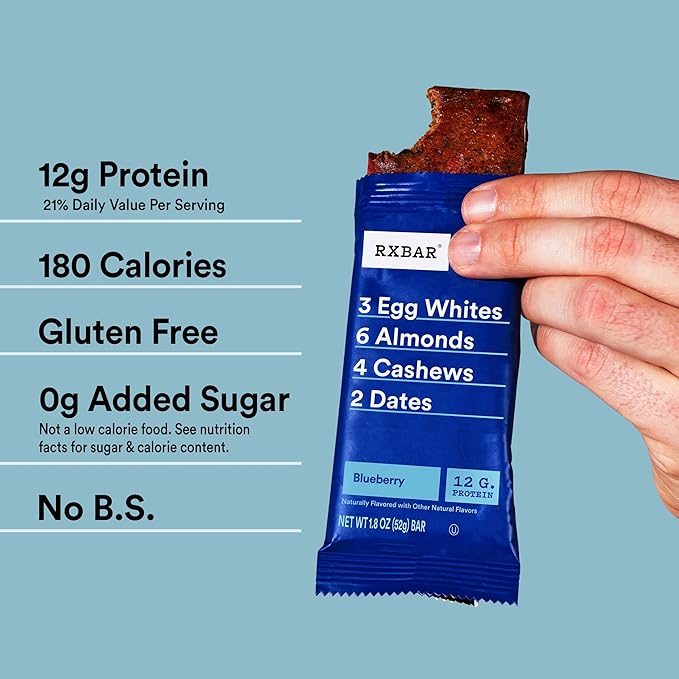 RXBAR Protein Bars, Protein Snack, Snack Bars, Blueberry, 22oz Box (12 Count)