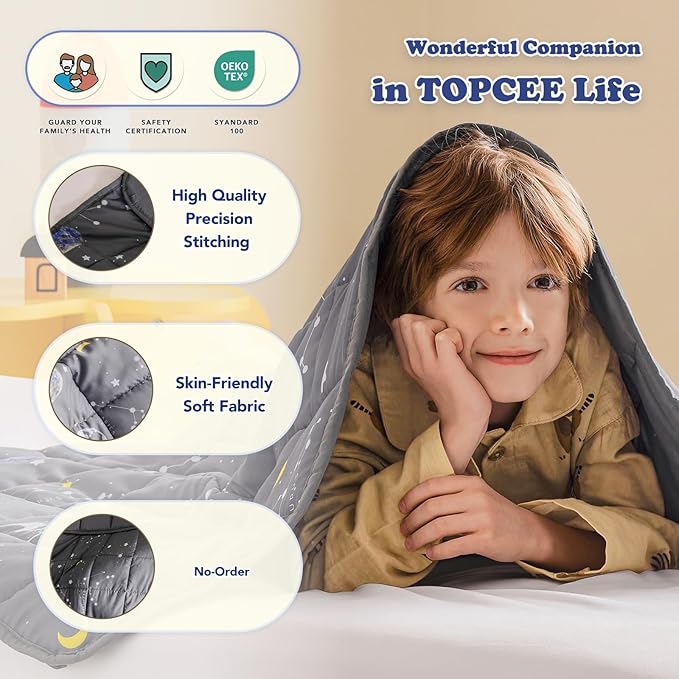 Topcee Weighted Blanket (3 lbs, 36" x 48") Cooling Throw Heavy Blanket for Sleeping Apply to 20-40 lbs, Soft Thick Breathable Blanket with Glass Bead, Easy Care