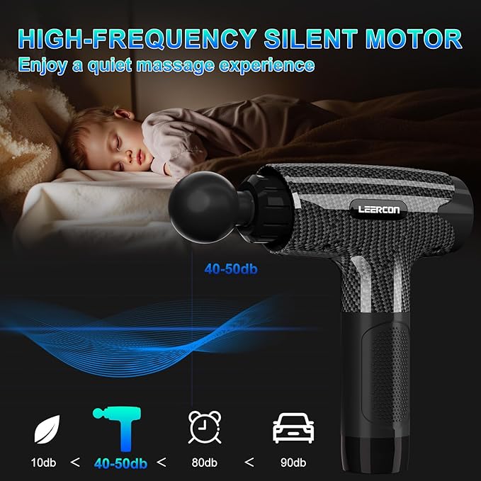 Massage Gun,Deep Tissue Massage Gun for Athletes for Pain Relief, Electric Muscle Percussion Massager with 12 Speed Levels 8 Heads