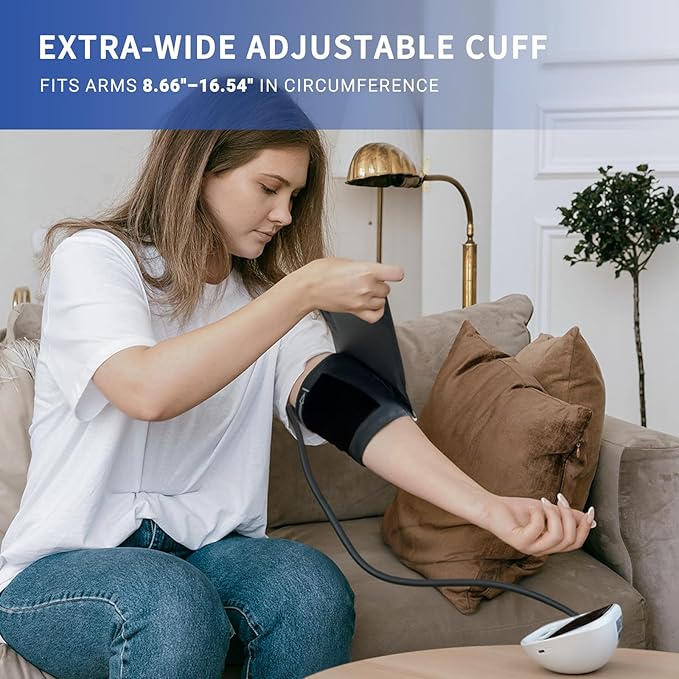 Blood Pressure Monitor for Home Use, Upper Arm Digital Accurate and Portable Blood Pressure Monitor with Large Cuff, Heart Rate Monitor, Clear LED Display, Memory Function for 2 Users