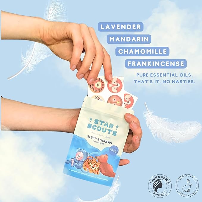 Star Scouts Sleep Patches for Kids - 30 Calming Sleepy Stickers for Kids with Sleeping Chart - Melatonin-Free Sleep Aid Patches for Toddlers, Children & Teens with Lavender & Chamomile Oils