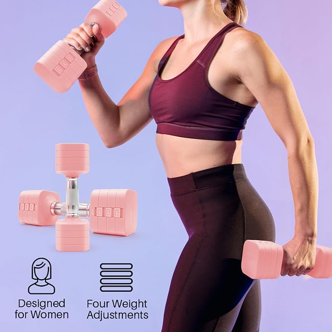 20LBS Adjustable Dumbbell Set, 4 in 1 Free Weights Dumbbells Set for,4lb 6lb 8lb 10lb, with Metal Non Slip Handle,Quick Change,Home Gym Strength Training Equipment for Men and Women