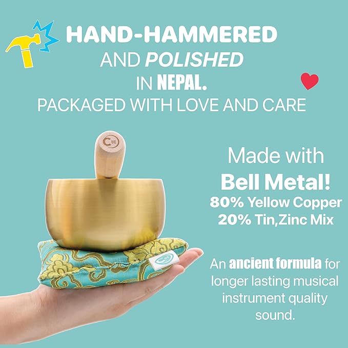 Tibetan Singing Bowl Set – 4-Inch BeMindful Sound Bowl for Meditation, Calm & Stress Relief | Designed for Tapping & Singing – Pure Resonance for Sound Healing, Yoga & Mindfulness – by CircleUp
