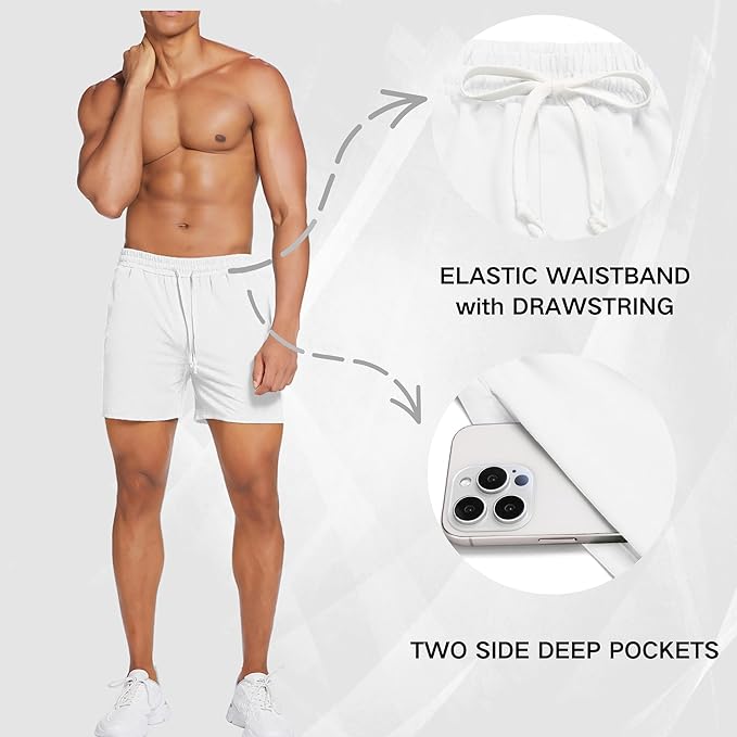 Deyeek 5.5 Inch Mens Pajama Shorts Sleep Cotton Lounge PJ Lightweight Elastic Waist Drawstring Nightwear Bottom with Pockets