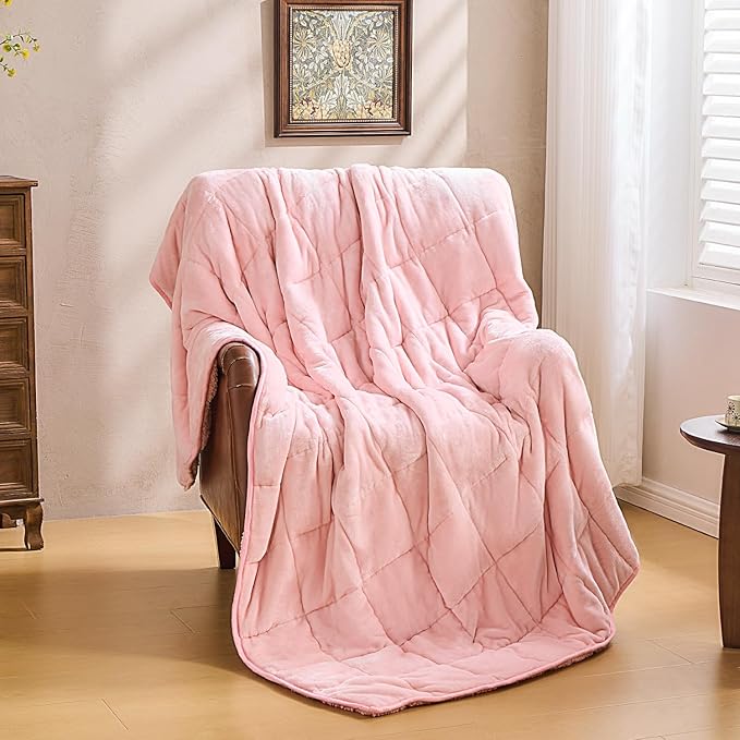 Super Fuzzy Soft Sherpa Fleece Weighted Blanket, 15 lbs Dual Sided Fluffy Heavy Weighted Blankets for Adults - No Bunching with Double Layers of Soft Inner Lining (48"x 72", 15 Pounds)
