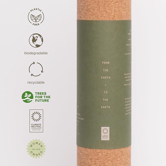 Premium Cork Yoga Mat - Sustainable, Non-Toxic & PVC-Free, Non-Slip, Perfect for Hot Yoga, Pilates & Exercise - Cushioned for Superior Comfort & Support