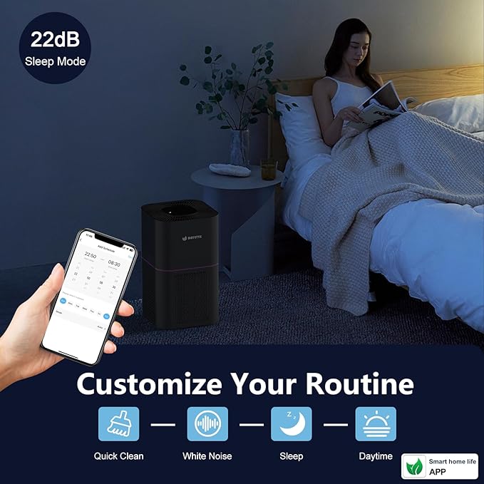 Dayette Air Purifiers for Home Bedroom Up to 2200 Sq Ft,H14 True HEPA Filter Smart WIFI Air Purifiers for Large Room,APP & Alexa Control Air Cleaner with for Allergies Pet Dander Smoke Dust
