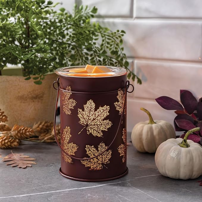 Candle Warmers Etc. Vintage Bulb Illumination Fragrance Warmer- Light-Up Warmer for Warming Scented Candle Wax Melts and Tarts to Freshen Room, Fall Leaves