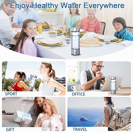 Hydrogen Water Bottle Generator, Portable Hydrogen Water Ionizer Machine Rechargeable Hydrogen Rich Water Glass Bottle for Travel 420ml Gift for Women Gifts for Men Gifts for Friend Birthday Gifts