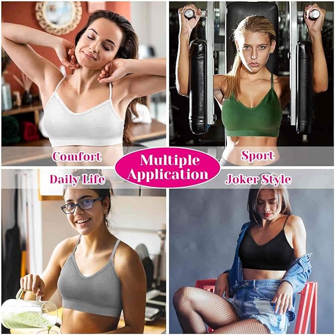 selizo 6 Pcs Sports Bras Pack - V Neck Cami Bralettes for Women
