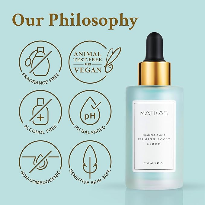 MATKAS Korean Firming Boost Hyaluronic Acid Serum 1 Fl. Oz. - 2% Niacinamide and Hyaluronic Acid Serum for Face Korean Skin Care for Anti Aging, Hydrating Peptide Face Moisturizer for Dry Skin